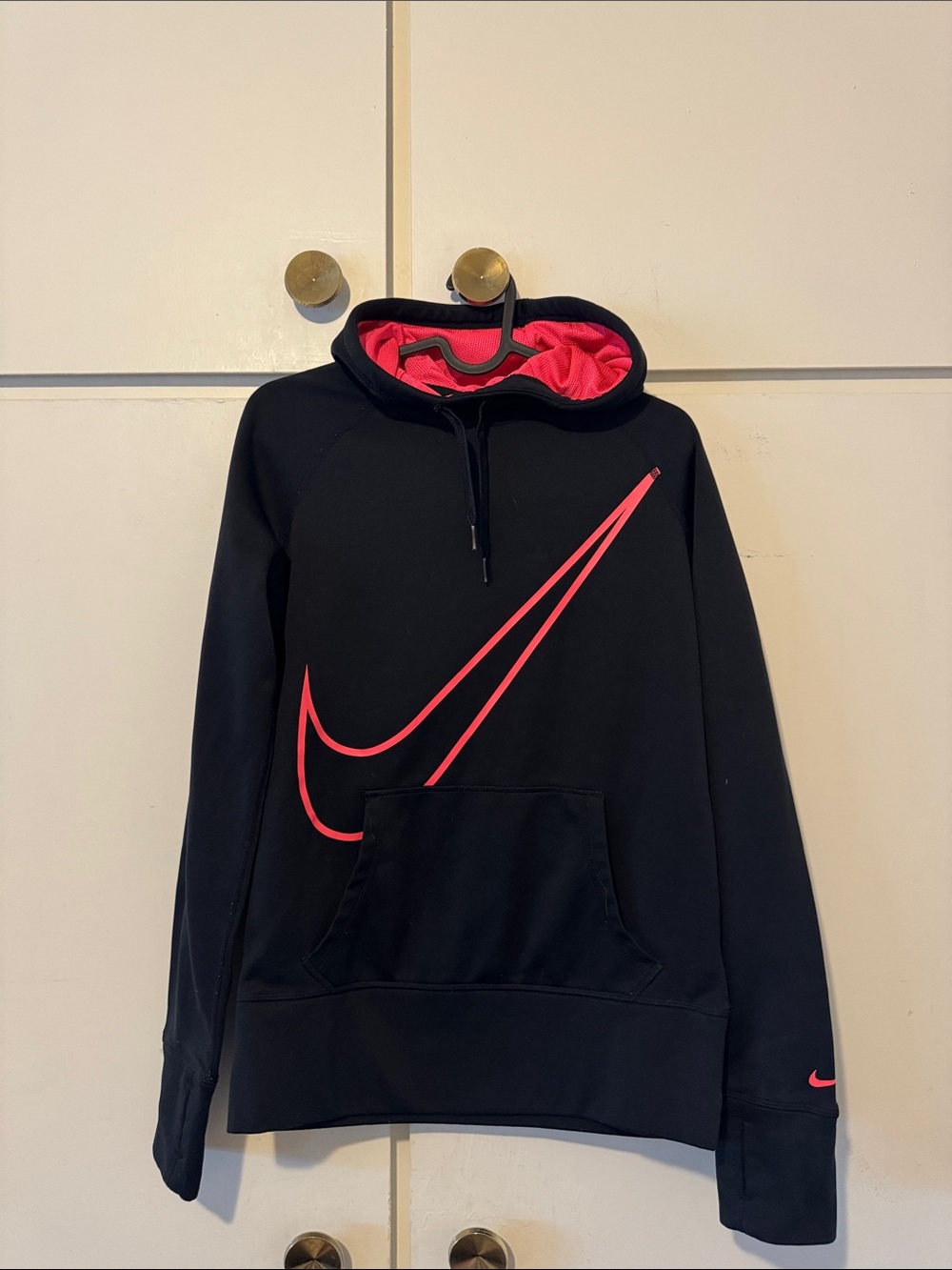 Nike Black Hoodie with Neon Pink Swoosh